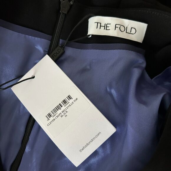 NEW The Fold Clever Crepe Belleville Long Sleeve Top in Black Size 12 - Picture 5 of 7